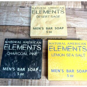 Natural American Elements Mens Bar Soap Set - Desert Sage Charcoal Pine & Lemon